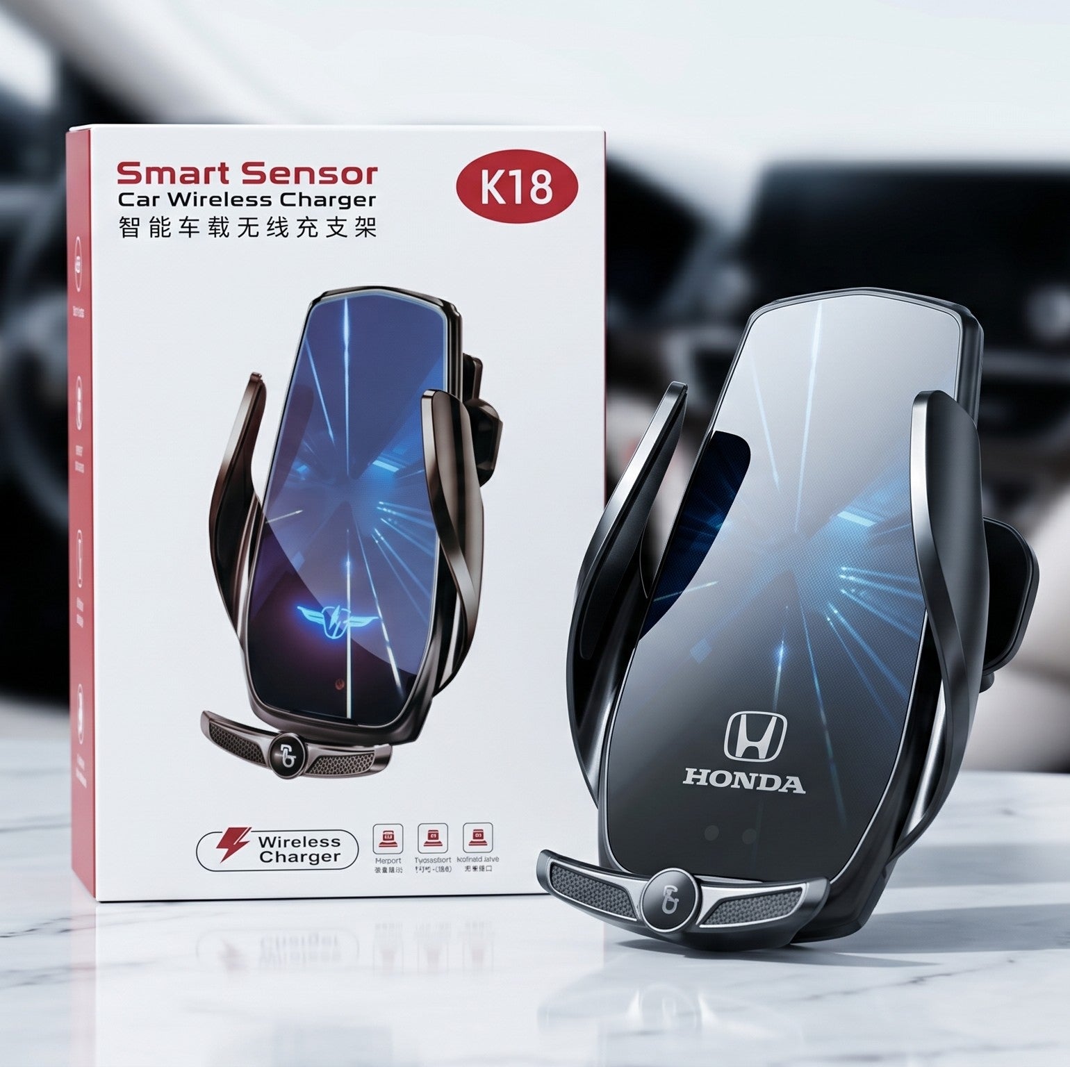 Fast Charging K18 Wireless Car Charger Suction Cup Car Mount Windshield Dash Air Vent Phone Holder Stand